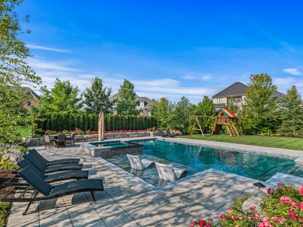 Dramatic Pool & Backyard Landscape | Northville, Michigan